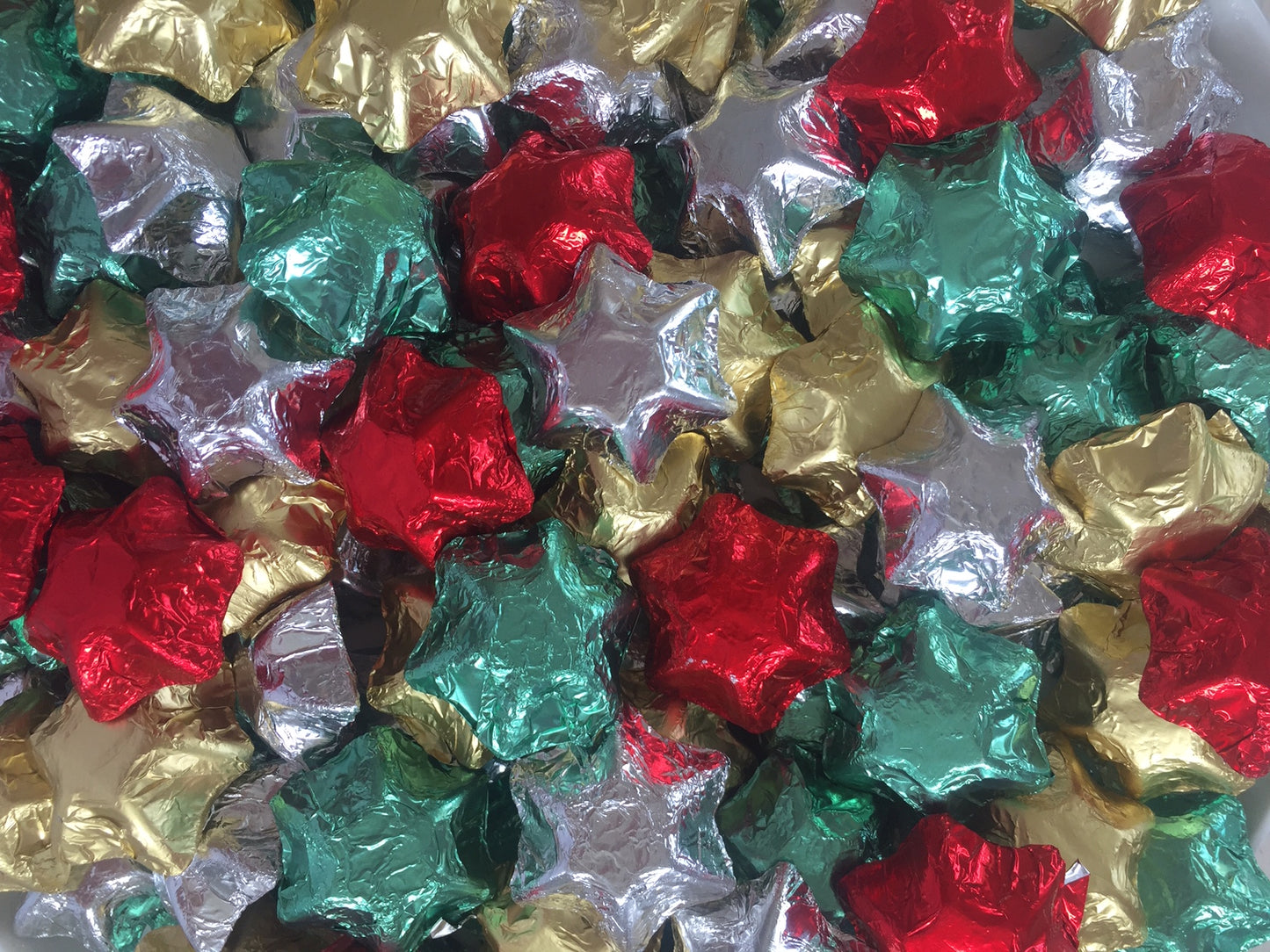 Christmas Stars - Silver, Gold, Green & Red